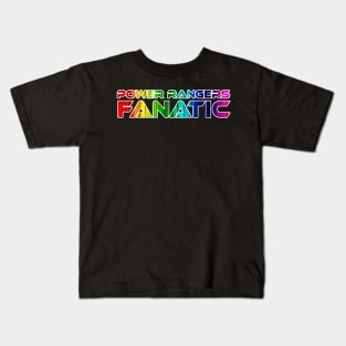 POWER RANGERS "FANATIC" Rainbow Text / White Outline Kids T-Shirt